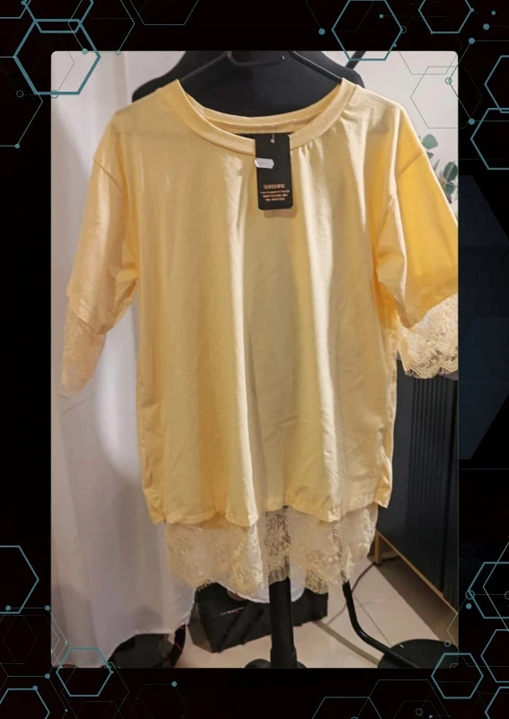 T-shirt dentelle jaune sun shine