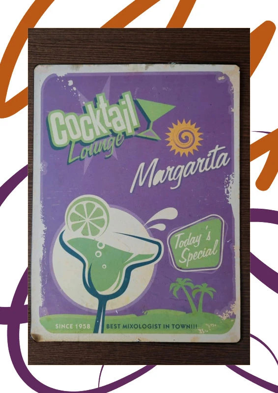 Plaque déco cocktail margarita – Vintage