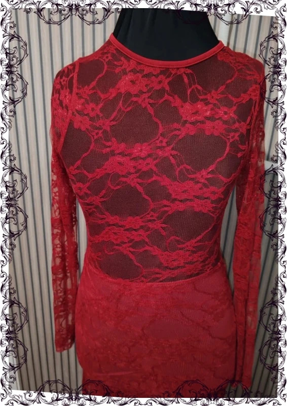 Robe longue dentelle rouge – M-Made in Italy – taille Taille unique 3