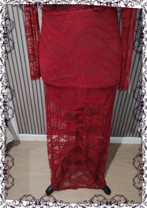 Robe longue dentelle rouge – M-Made in Italy – taille Taille unique 4