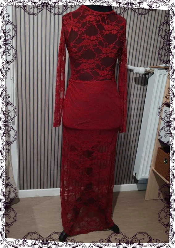 Robe longue dentelle rouge – M-Made in Italy – taille Taille unique 2