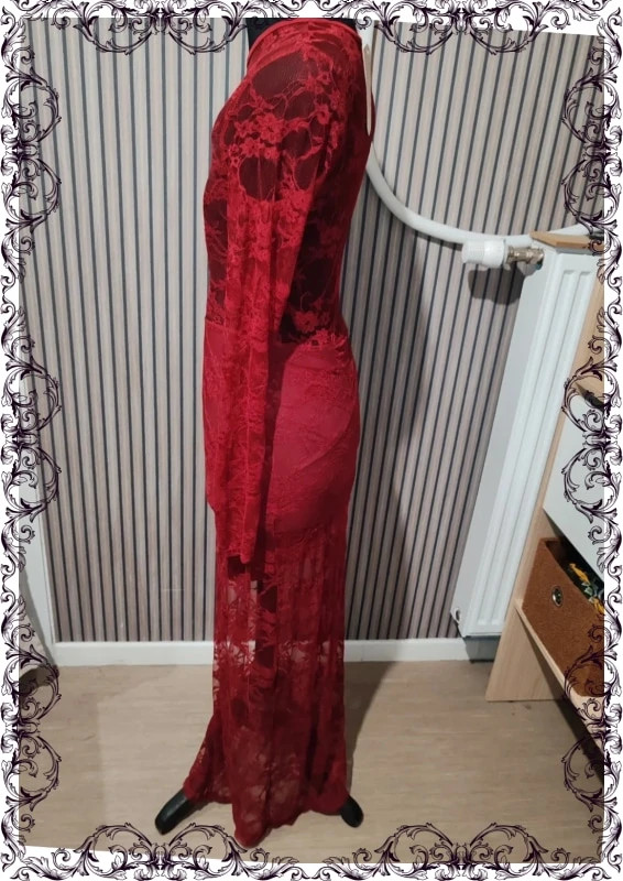 Robe longue dentelle rouge – M-Made in Italy – taille Taille unique 5