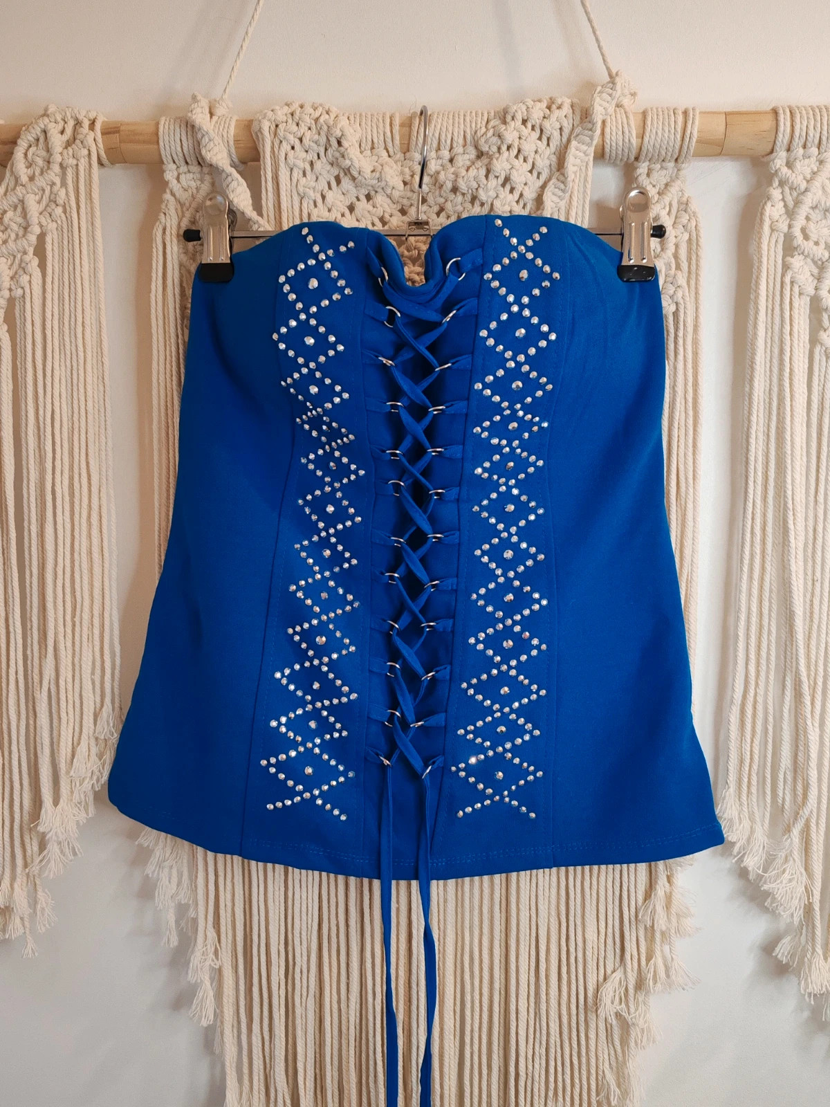 Bustier a lacets bleu