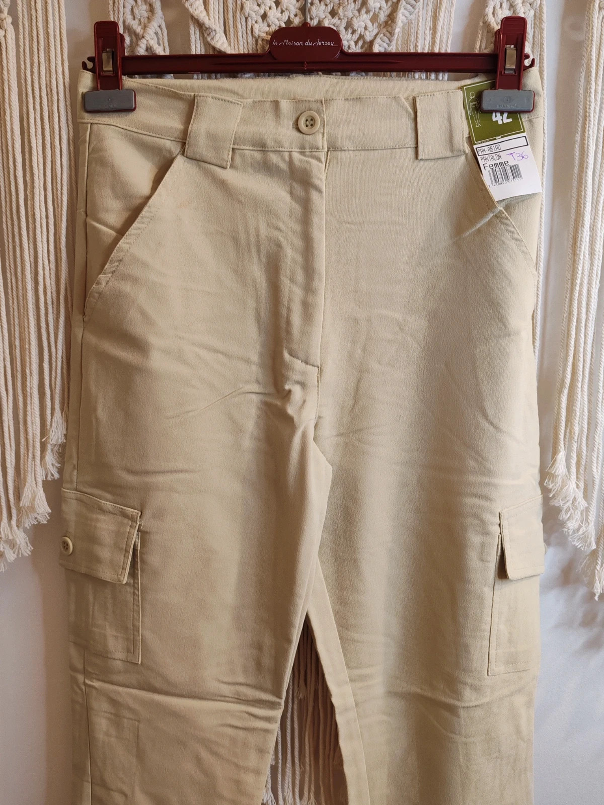 Pantalon beige cargo – pan abiad – taille S / 36 / 8 2