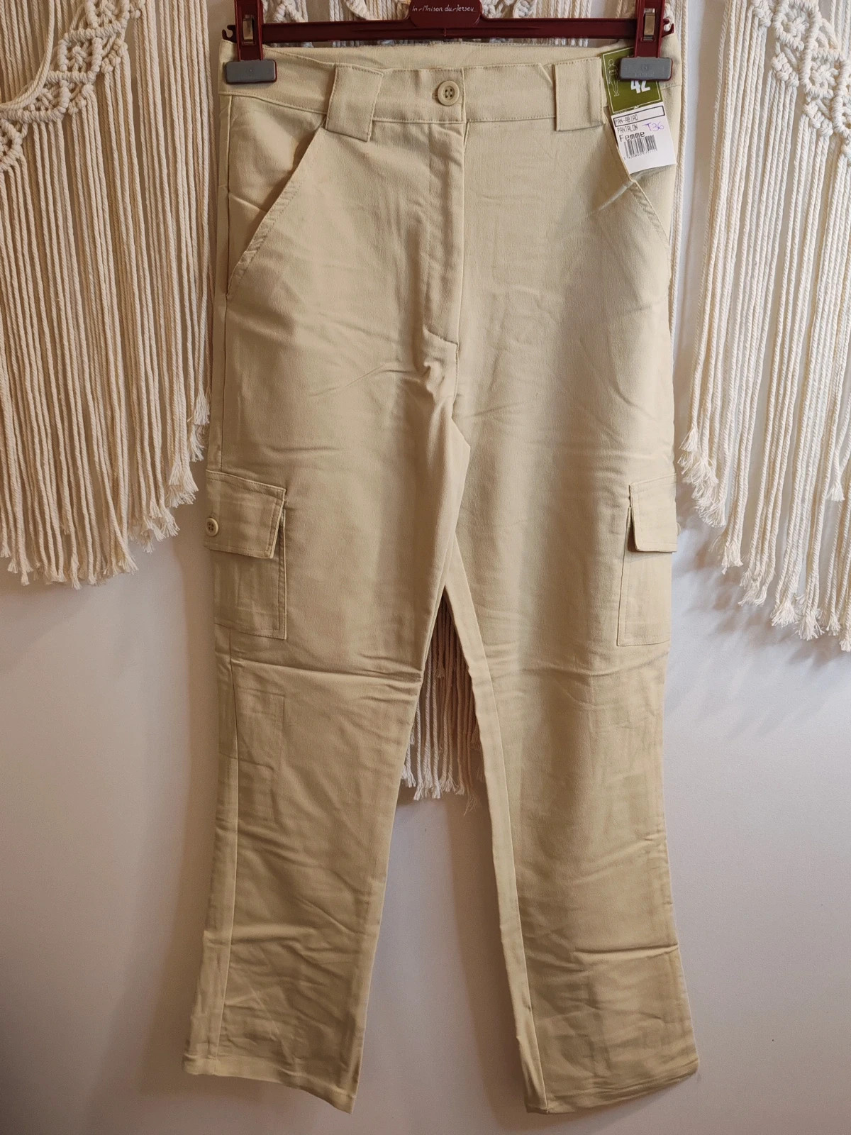 Pantalon beige cargo