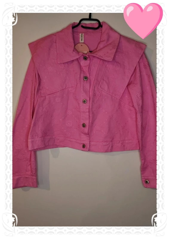 Veste en jean rose brodé new collection