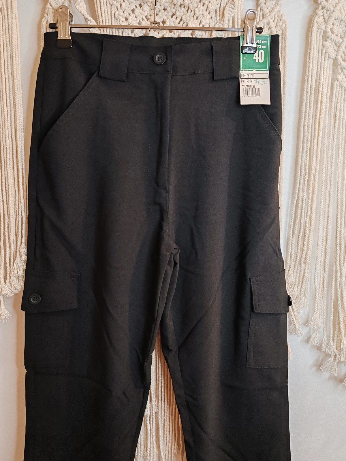 Pantalon noir cargo – pan abiad – taille S / 36 / 8 2