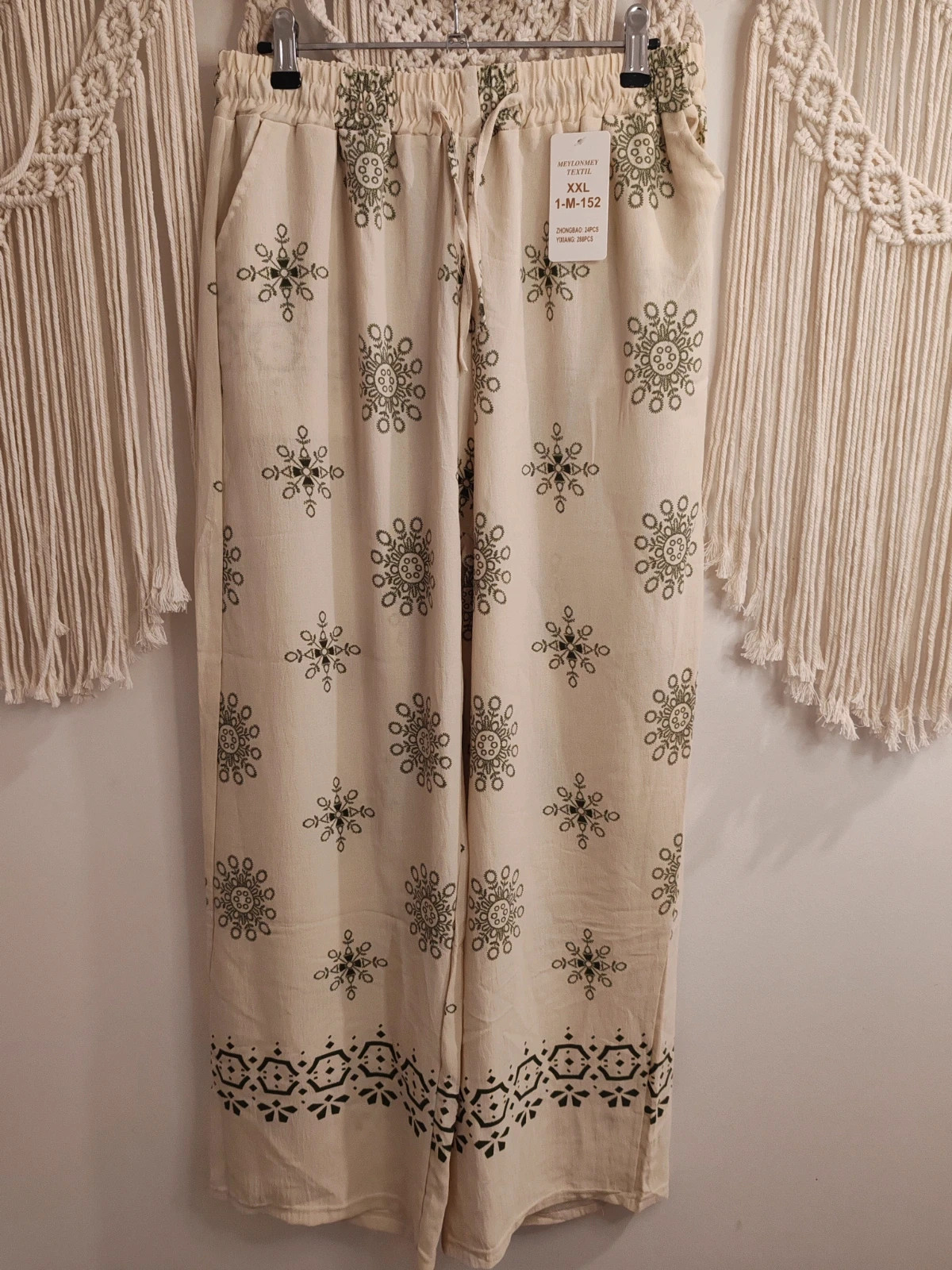 Pantalon beige vert meylonmey