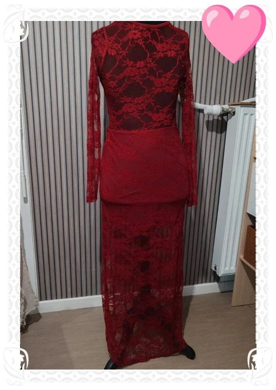 Robe longue dentelle rouge – M-Made in Italy – taille Taille unique 2