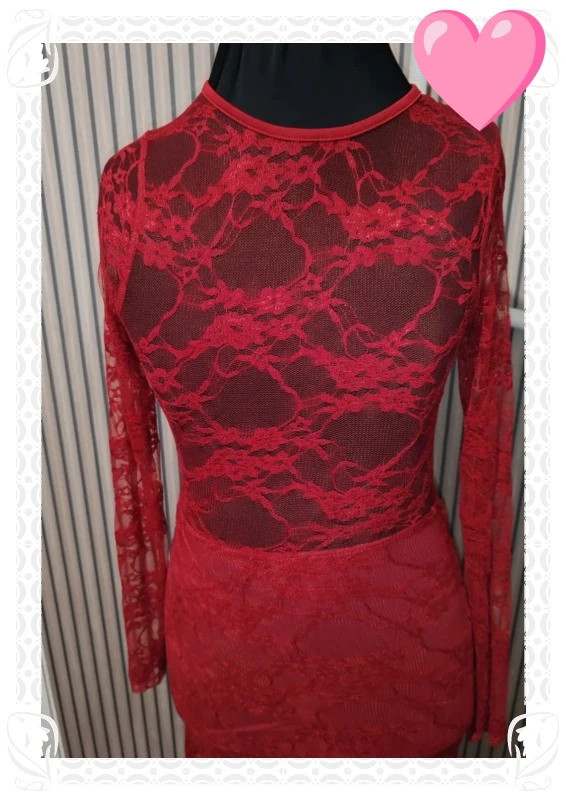 Robe longue dentelle rouge – M-Made in Italy – taille Taille unique 3