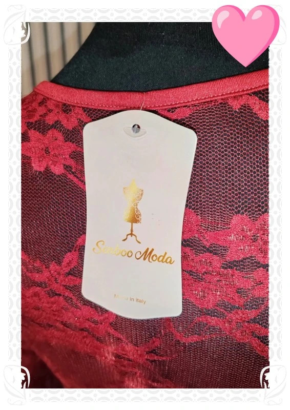 Robe longue dentelle rouge – M-Made in Italy – taille Taille unique 4