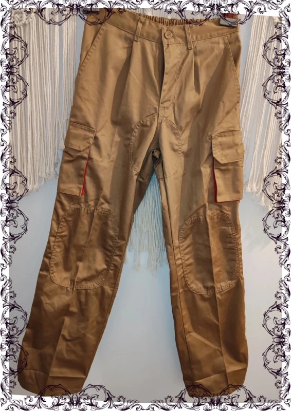 Pantalon de travail cargo camel et rouge
