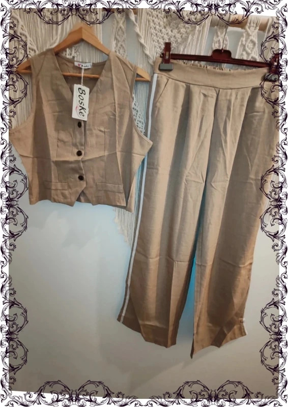 Ensemble débardeur et pantalon beige
