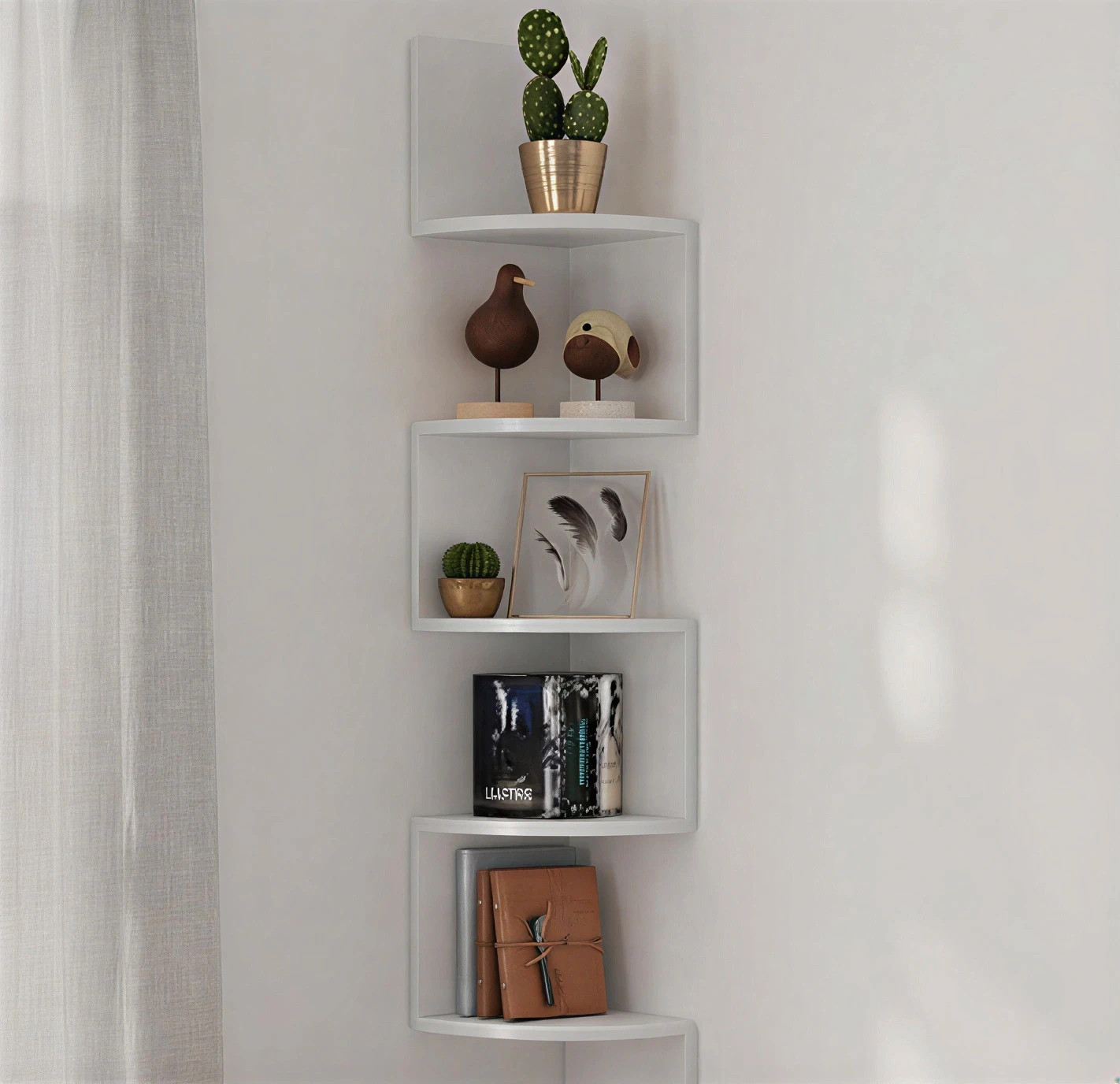 Étagère d'Angle 5 Niveaux Blanche – Meuble de Rangement Mural Style Moderne et Design Zigzag – Maisons du Monde 2