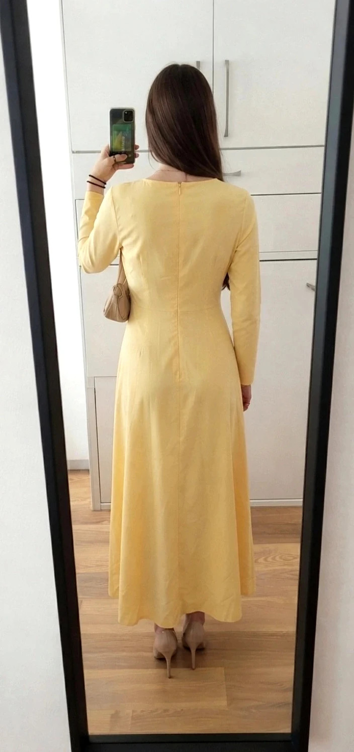 Longue Robe Jaune M Vintage Y2K Années 2000 Bohème Chic Rétro Été – Vintage Dressing – taille M / 38 / 10 2