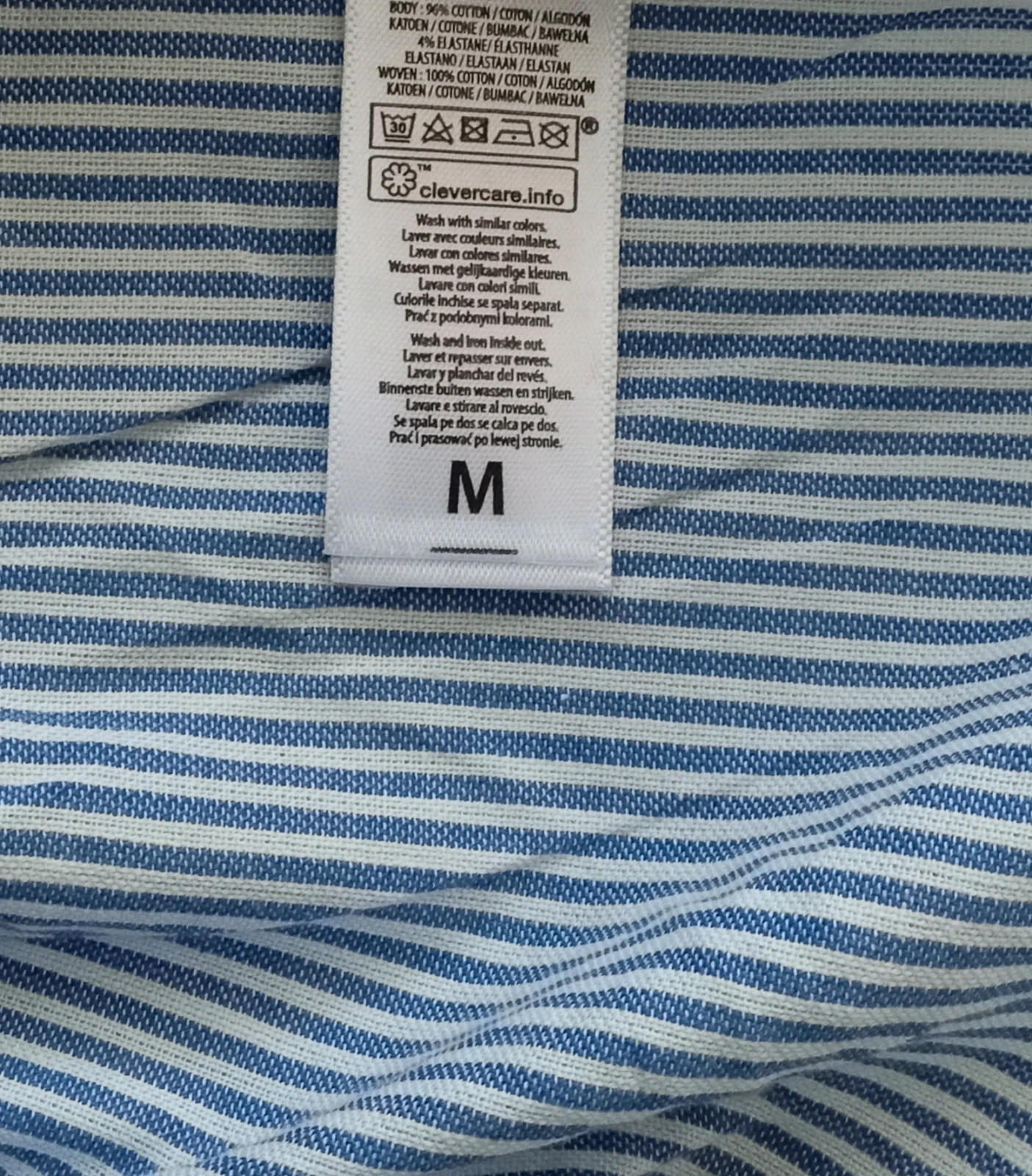Blouse bicolore femme M – Kaki/Bleu rayé – Très bon état – Coton / Manches longues – taille M / 38 / 10 4
