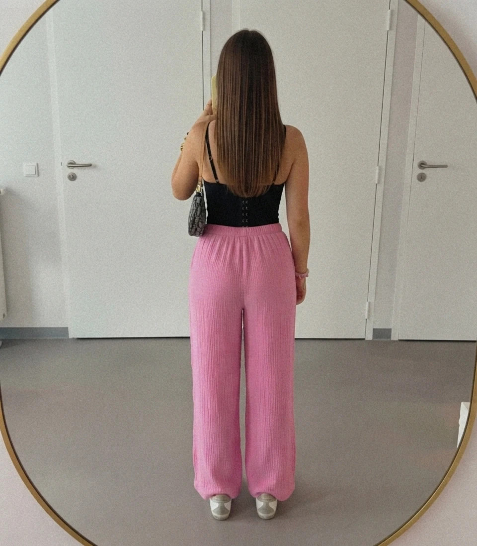 Pantalon large femme TU – Rose – Made in Italy – Très bon état – Coton / Wide leg – Tendance – taille Taille unique 2