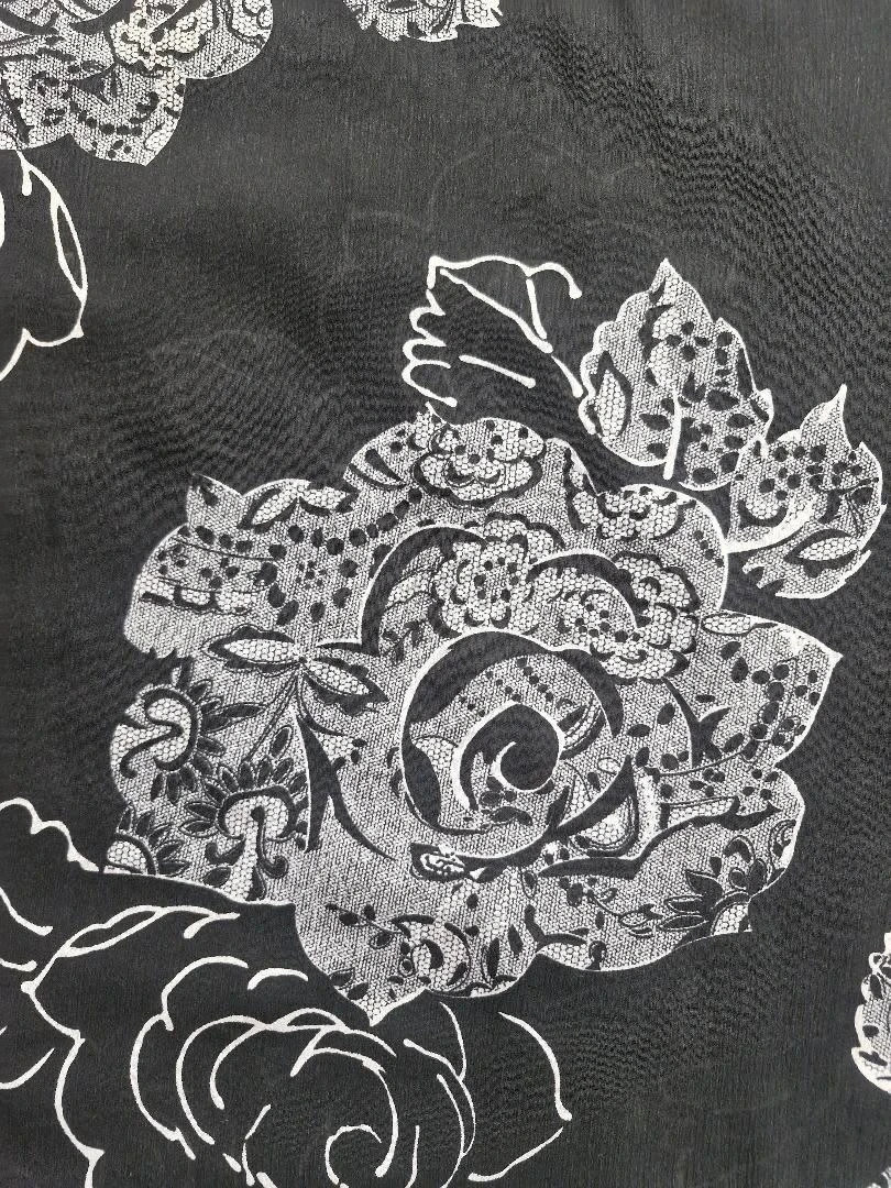 Jupe midi évasée TU – Noir/Gris floral – Très bon état – Polyester / Élégante – Tendance – taille Taille unique 3