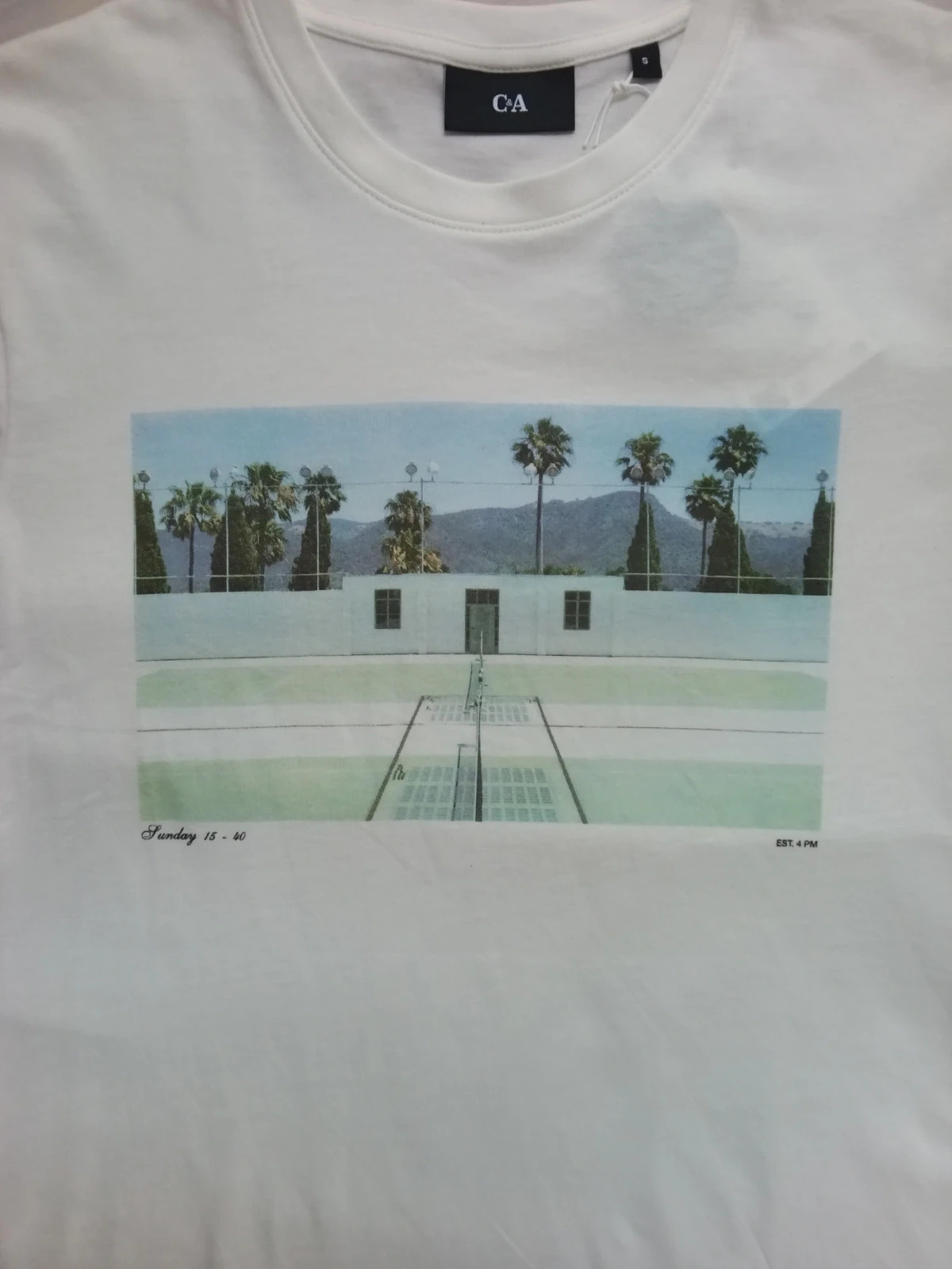 T-shirt Blanc S Imprimé Tennis Vintage Palmier Aesthetic – Japan Style – taille S 4