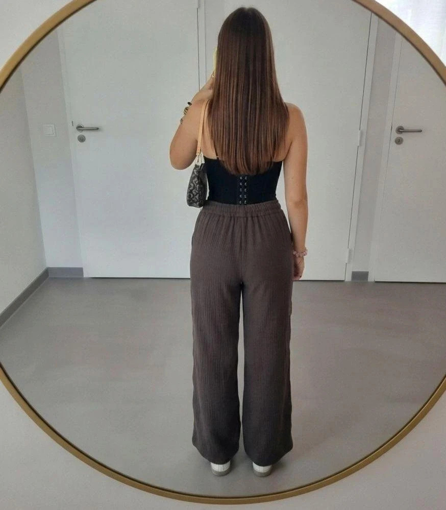 Pantalon large femme TU – Marron – Made in Italy – Très bon état – Coton / Wide leg – Tendance – taille Taille unique 2