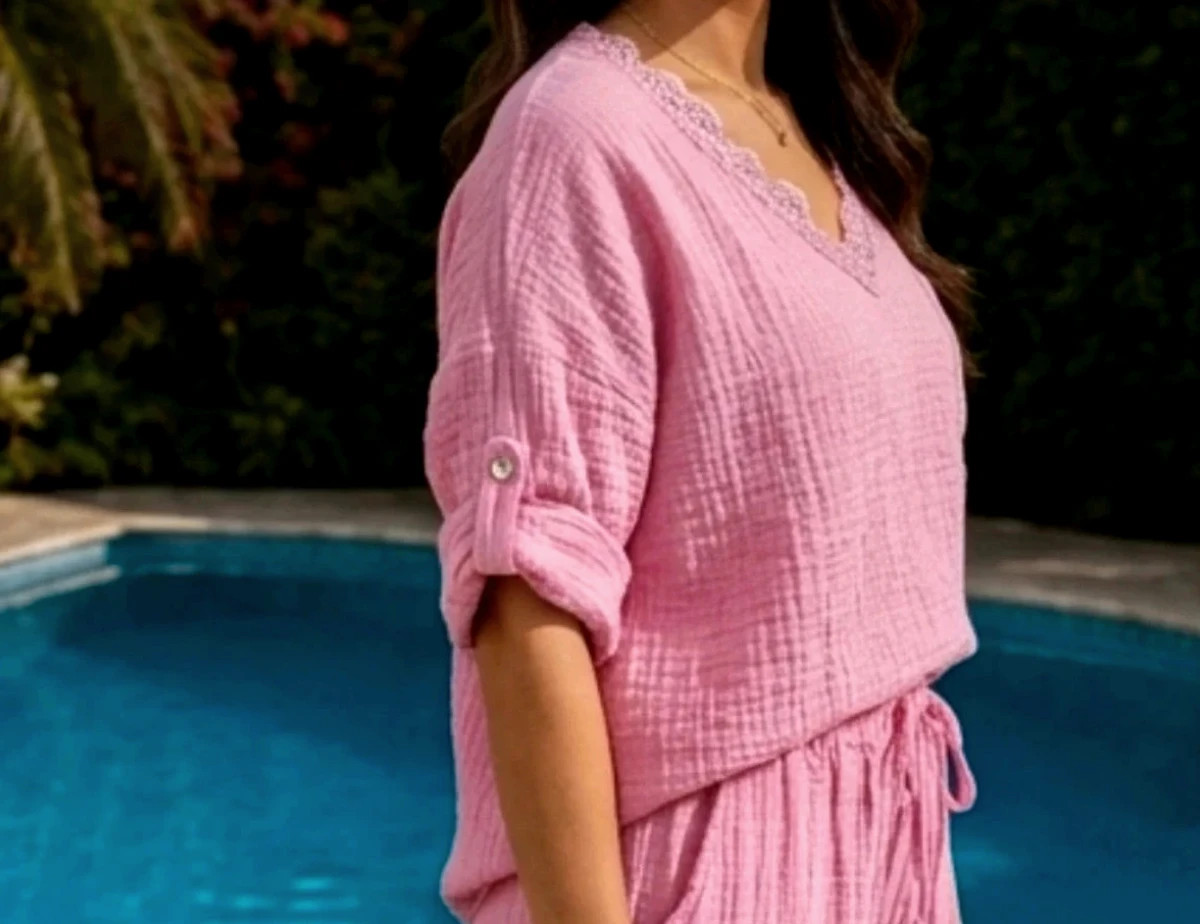 Ensemble 2 pièces Tendance TU – Rose – Neuf étiquette – Dentelle / Bohème / Été – Tendance – taille Taille unique 3