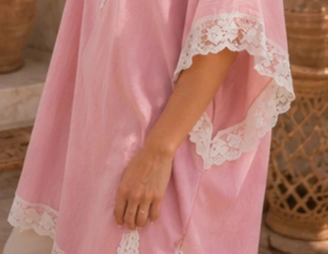 Tunique rose dentelle TU – Très bon état – Ample / Bohème / Été / Élégante – Tendance – taille Taille unique 3