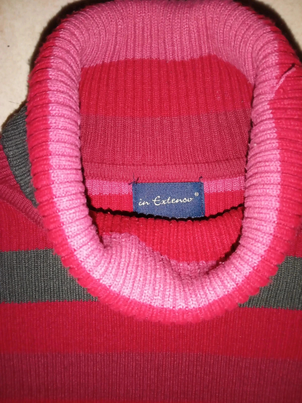 Pull col roulé rayé femme In Extenso – Taille M – Rose fuschia & Gris – Très bon état – In Extenso – taille Taille unique 5