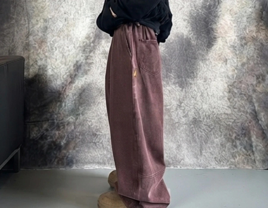 Big Baggy Cargo Pant Jean Bordeaux – Vintage Dressing – taille L 4