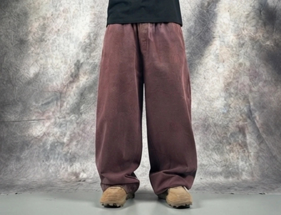 Big Baggy Cargo Pant Jean Bordeaux – Vintage Dressing – taille L 3