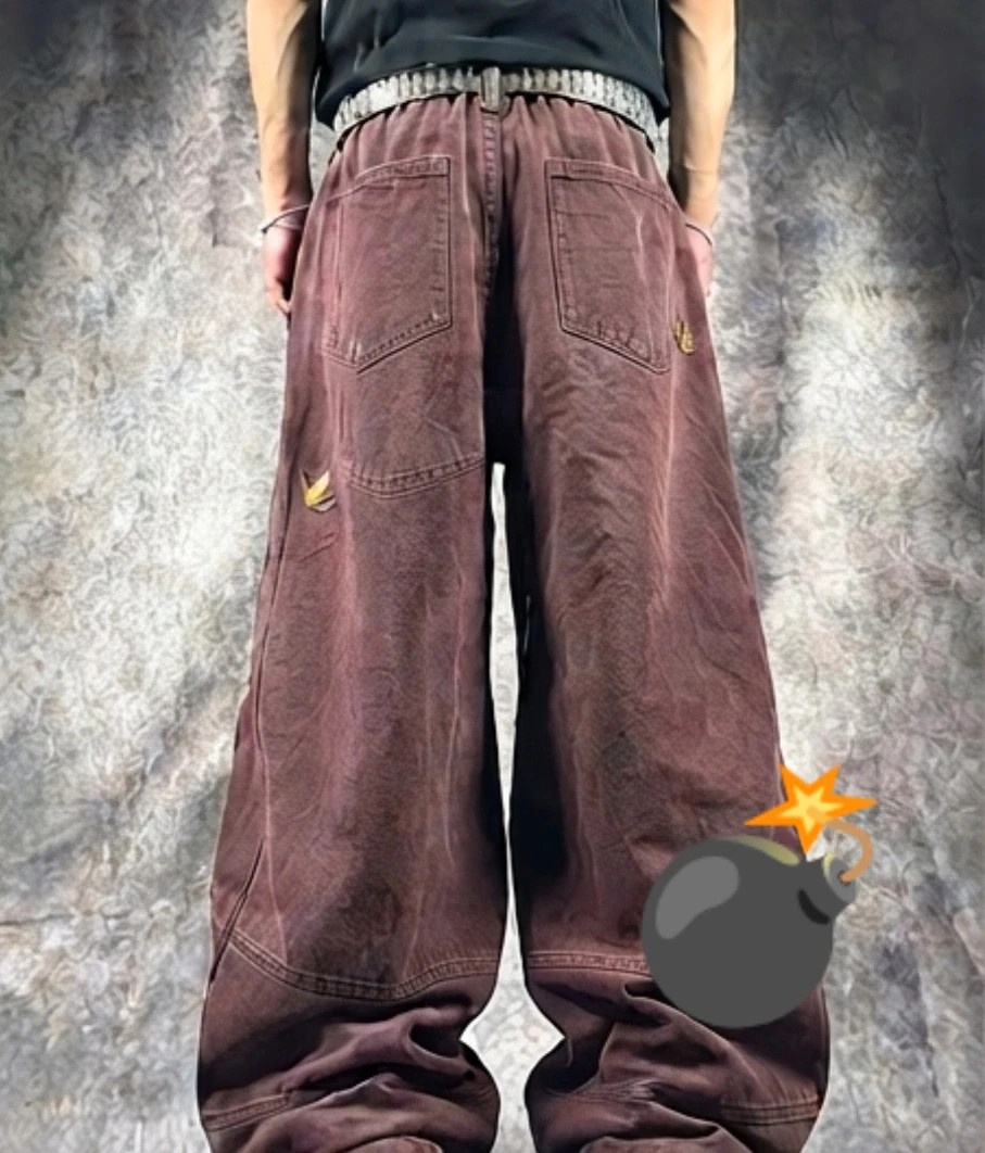 Big Baggy Cargo Pant Jean Bordeaux – Vintage Dressing – taille L 2