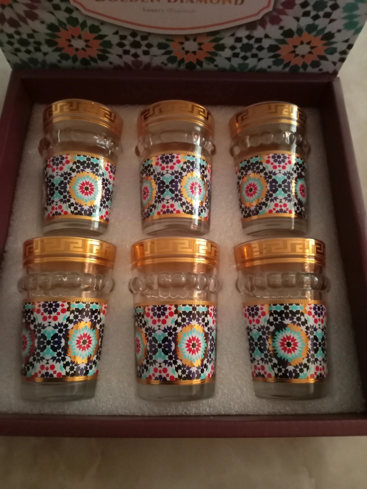 Service 6 Verres à Thé Marocains Luxe - Neufs - Dorure & Mosaïque Orientale – Tendance 4