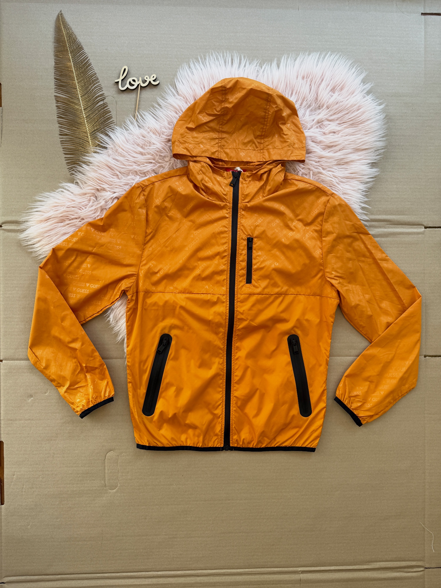 Coupe-vent à capuche Guess Orin orange XS