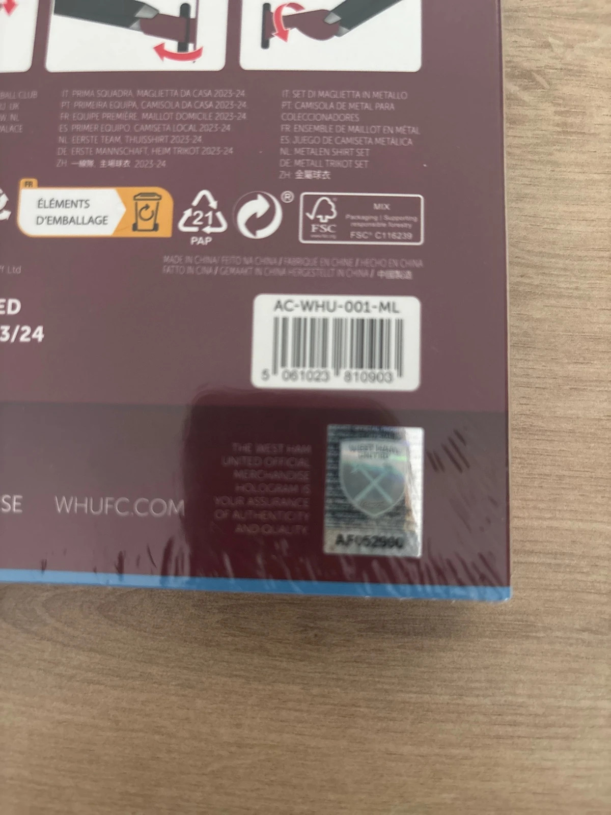 Maillot équipe West ham united en 3D saison 2023/2024 – West Ham 3