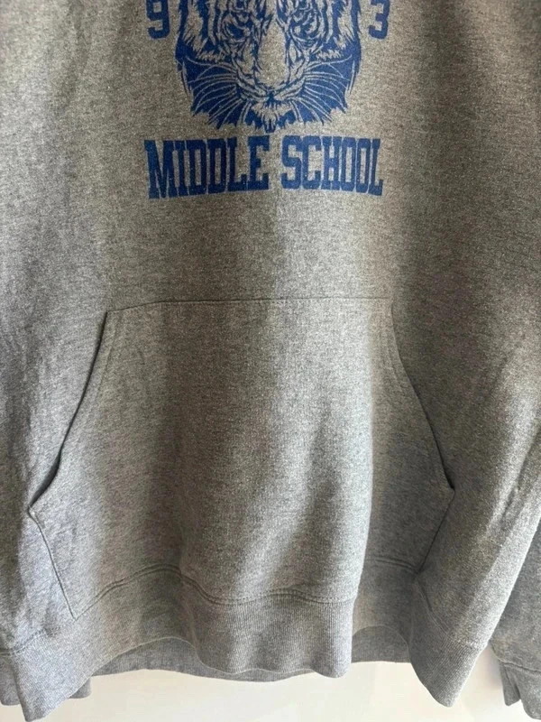 Sweat à capuche vintage Hawkins Middle School – gris – style universitaire 🇺🇸 – Jerzees – taille S 3