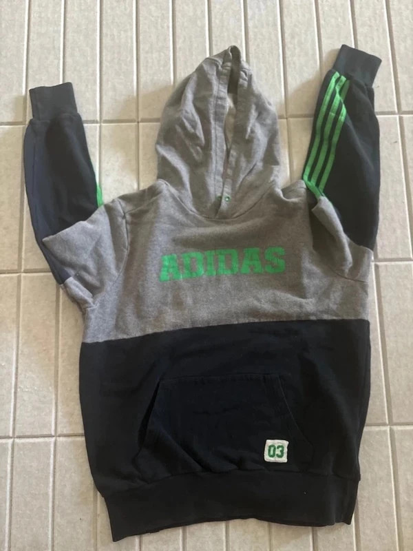 Sweat à capuche adidas vintage gris/noir/vert – Taille M – adidas – taille M 3