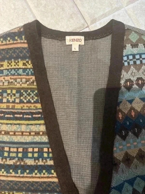 Gilet sans manches KENZO vintage motif jacquard – T. L (plutôt S) – Kenzo – taille L / 40 / 12 2