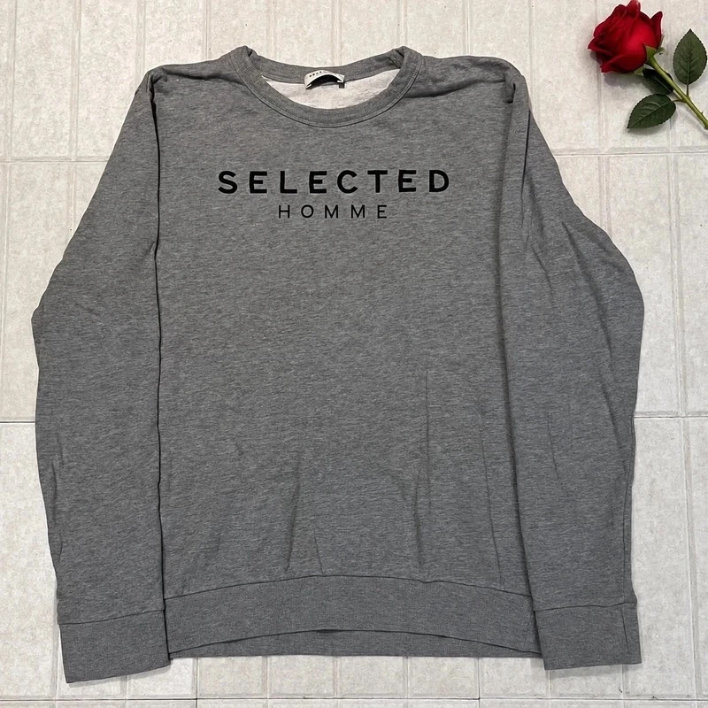 Sweat Selected Homme gris chiné, taille L 🩶