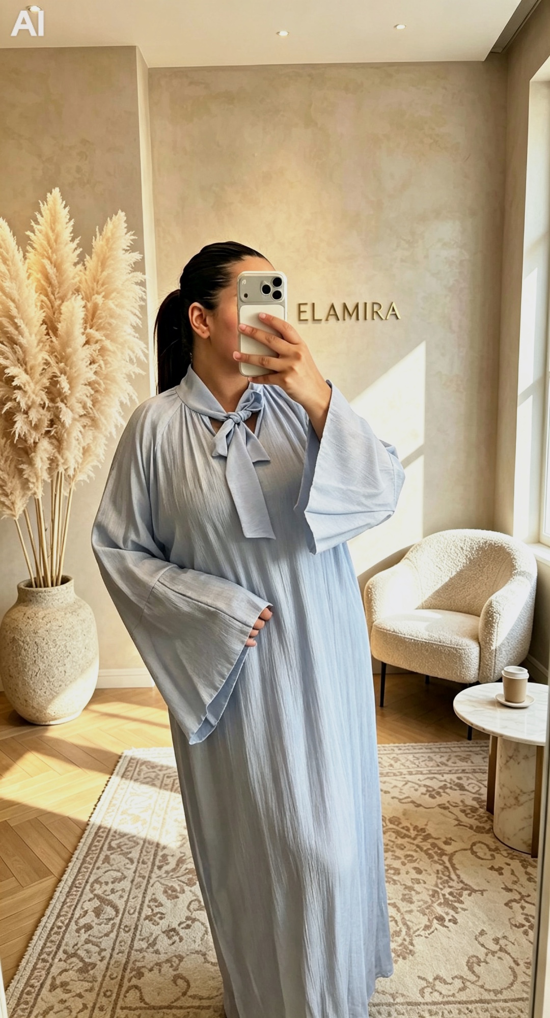 Robe longue fluide bleu clair Elamira – Elamira – taille Taille unique