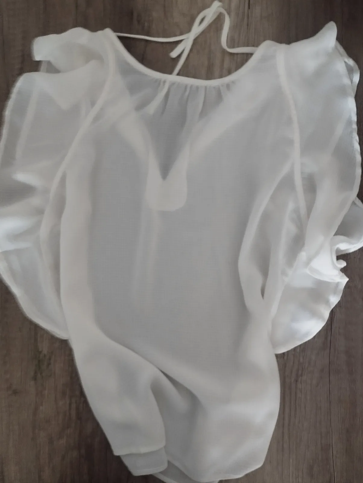 Blusa blanca con volantes Mango talla S – Mango – taille S 6