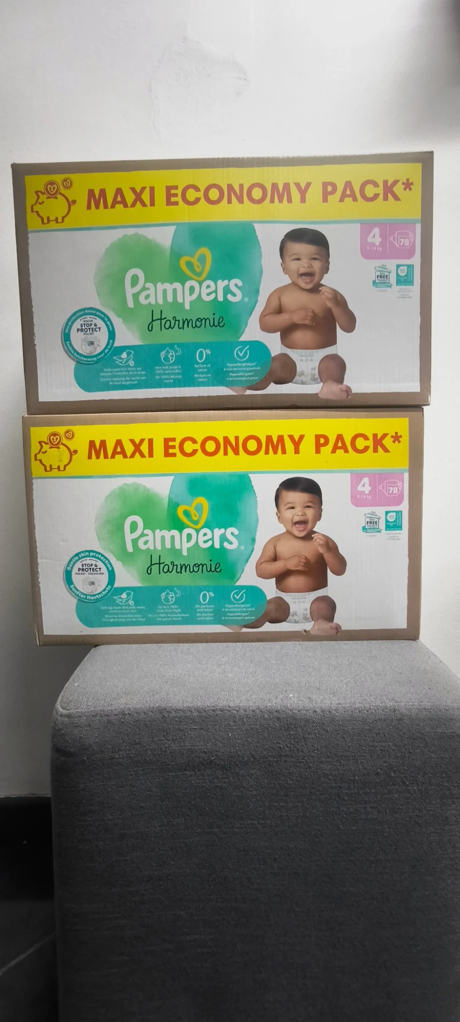 Lot de 2 paquets de couches Pampers Harmonie Taille 4