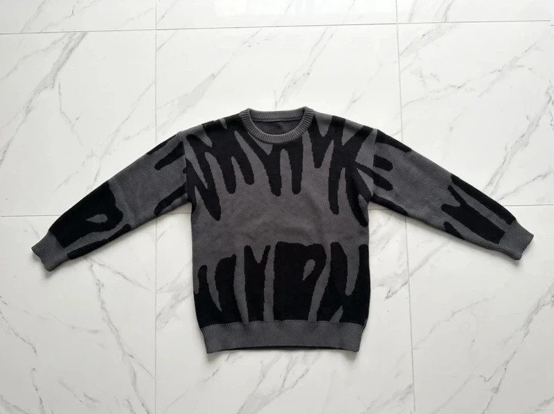 Pull noir et gris À motif graphique – Shein – taille S 2