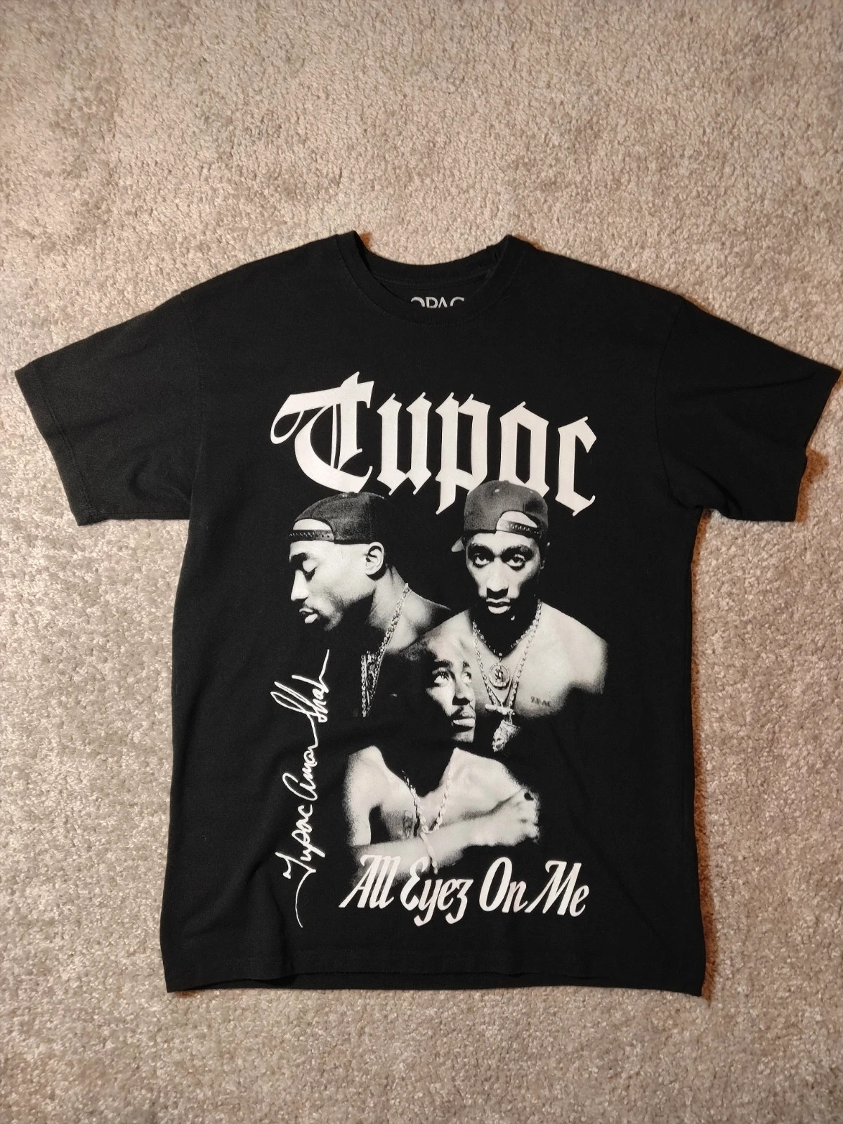 T-shirt maillot Tupac pull &bear taille S imprimé musique rap couleur noir
