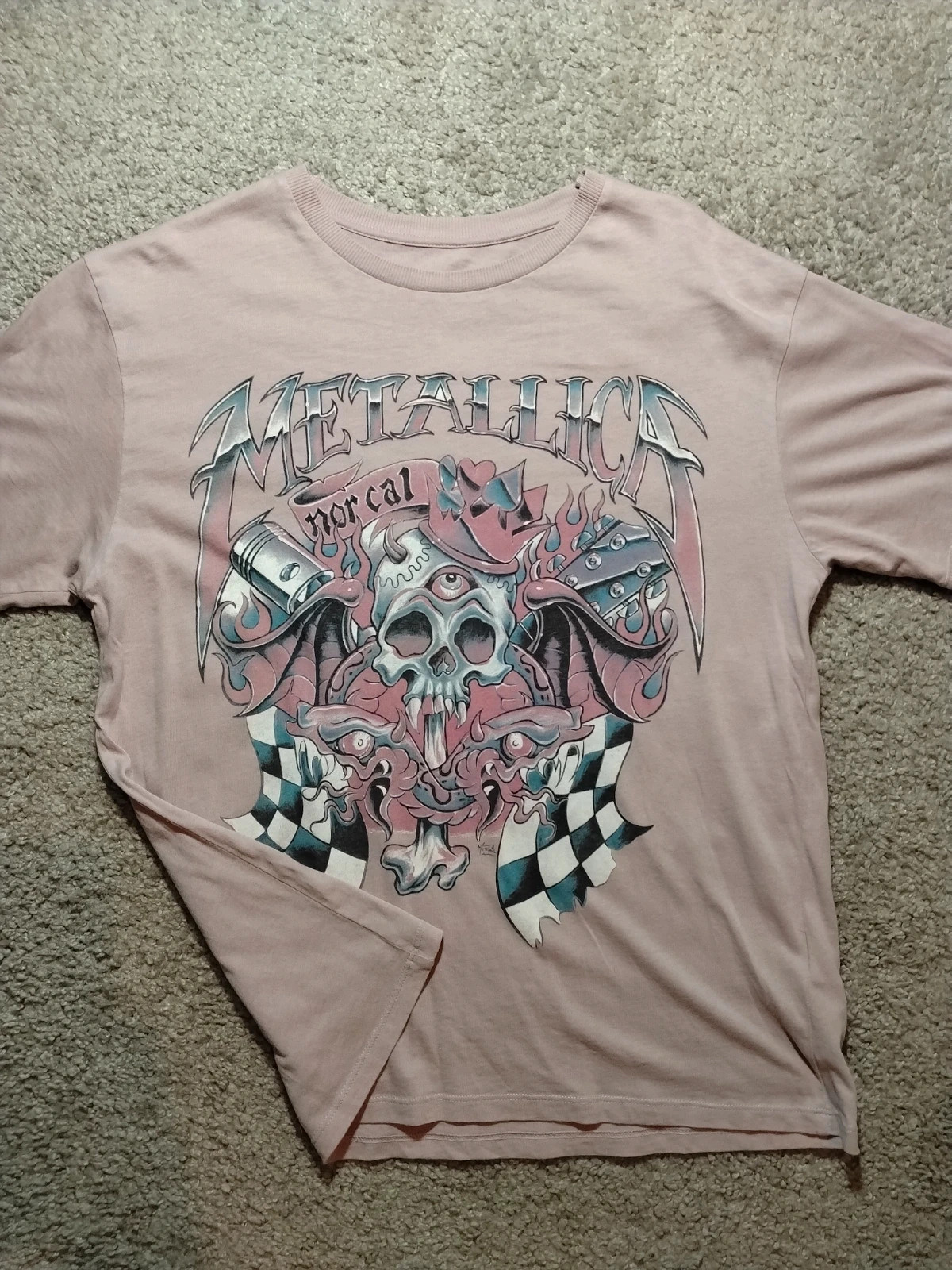 Tshirt Metallica Pull & Bear Rose Nor Cal Taille S
