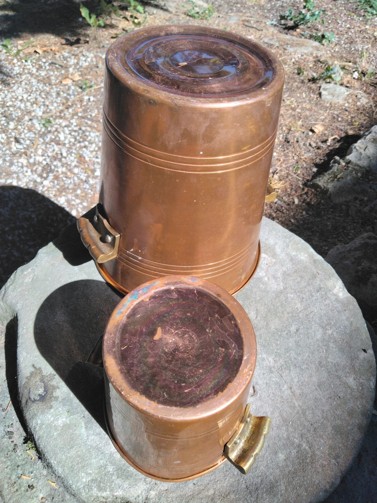 Lot de 2 Seaux a Champagne en Cuivre Metal Ouvreur Vesoul