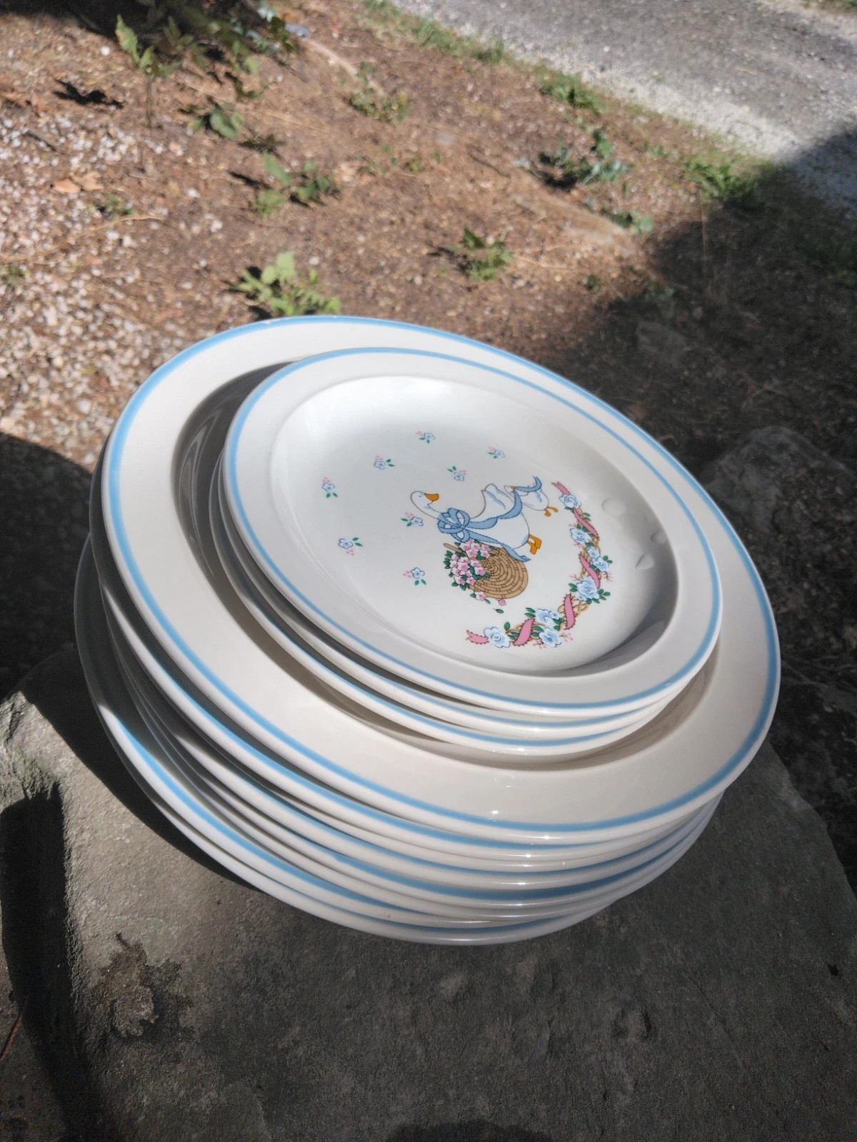 Lot d Assiettes Vintage Motifs Canards Oies Kun Lun
