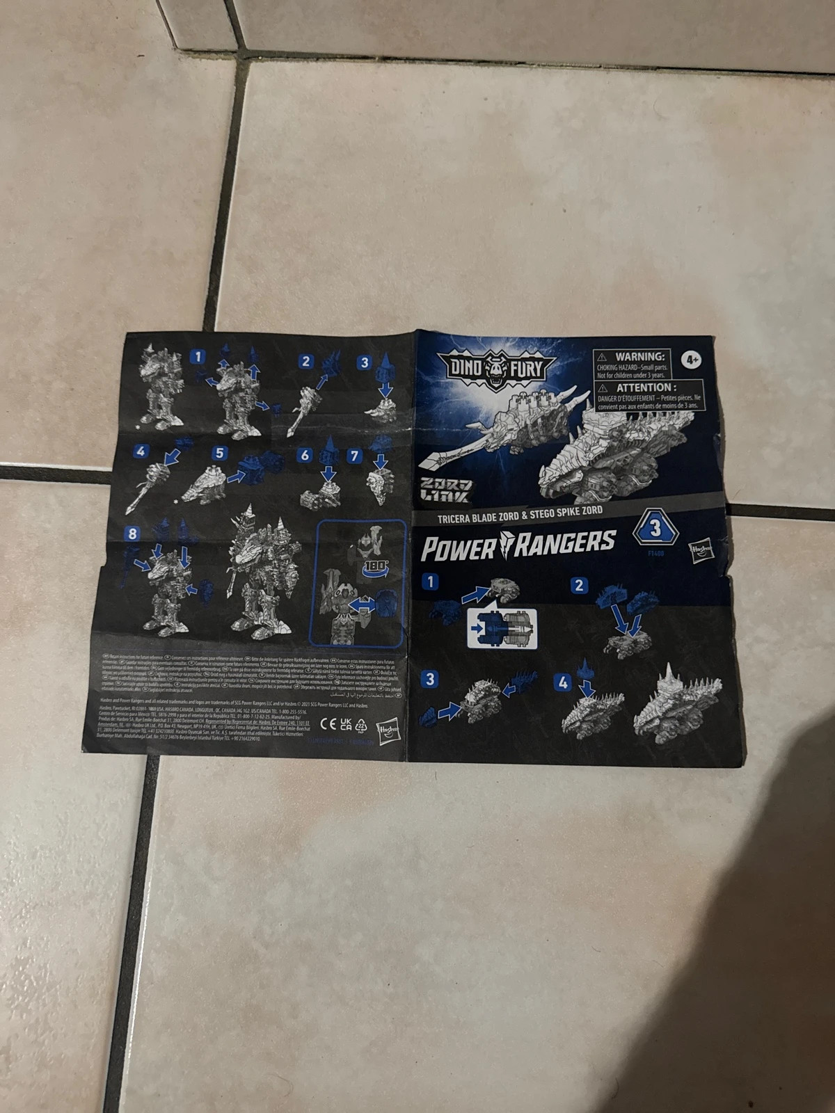 Power Rangers Dino Fury Zord Link fiches technique série 2 et 3 et 4 pieds pour Zords – Power Rangers – taille Taille unique 4