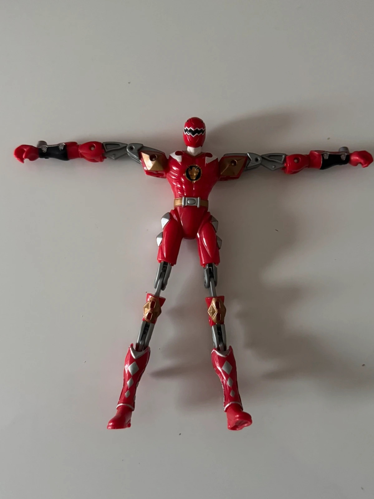 Figurine Power Rangers 2003 Mighty Morphin Dino Thunder rouge extensible Bandai 15 cm – Power Rangers – taille Prématuré, jusqu'à 44cm 3