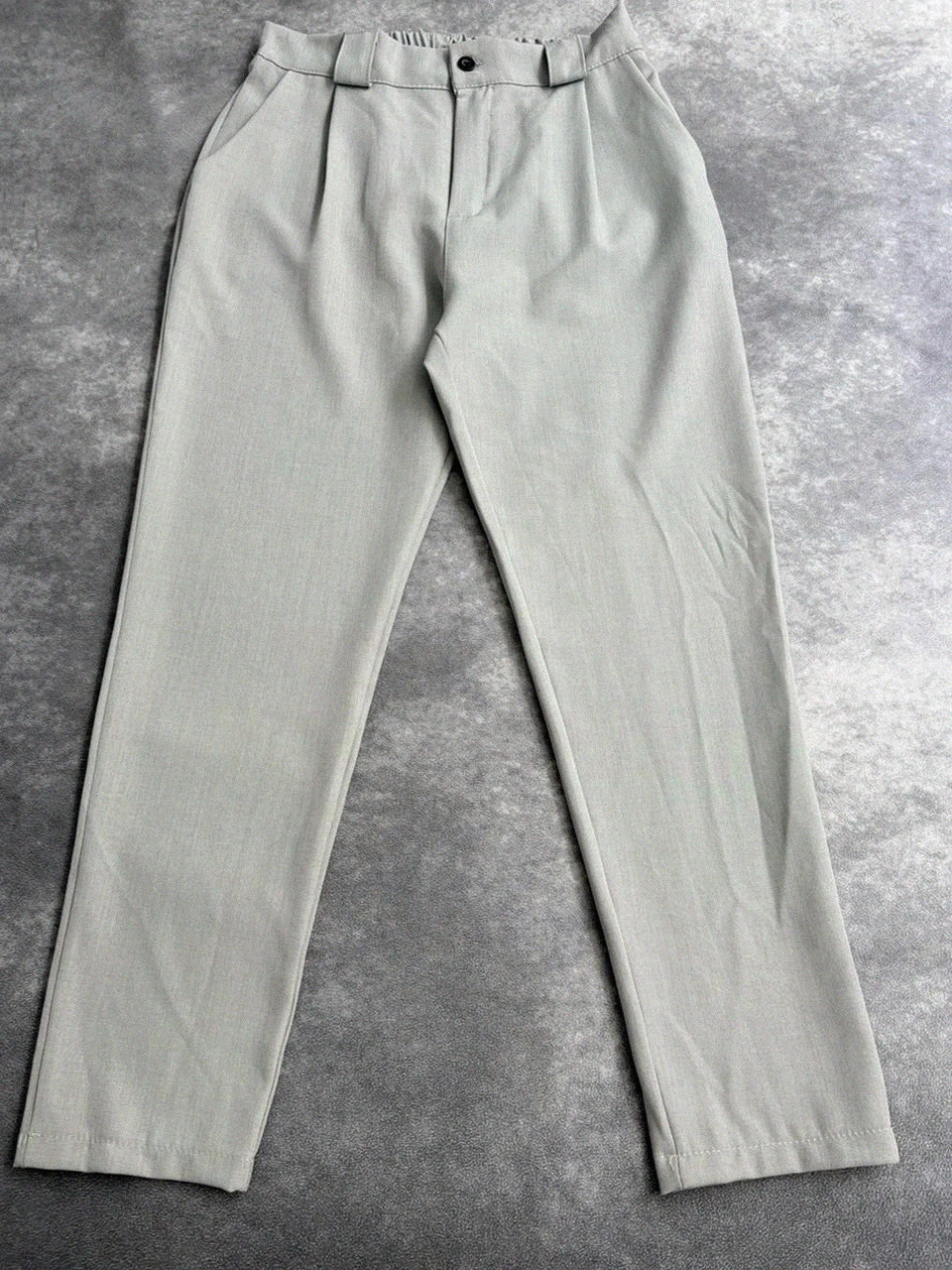 Pantalones elegantes rectos de cintura alta gris minimalistas formales para mujer🌺 – Vintage Dressing – taille M / 38 / 10