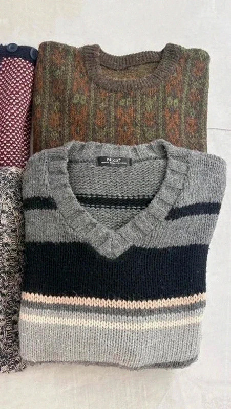 Men Knitwear Vintage Bundle Wool Blend Cardigan Sweaters Size L XL Geometric Pattern Striped🌺 – Vintage Dressing – taille L 3