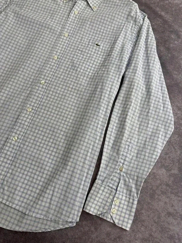 Camisa Lacoste de cuadros blanca azul con logo cocodrilo vintage casual🌺 – Lacoste – taille 42 cm 3